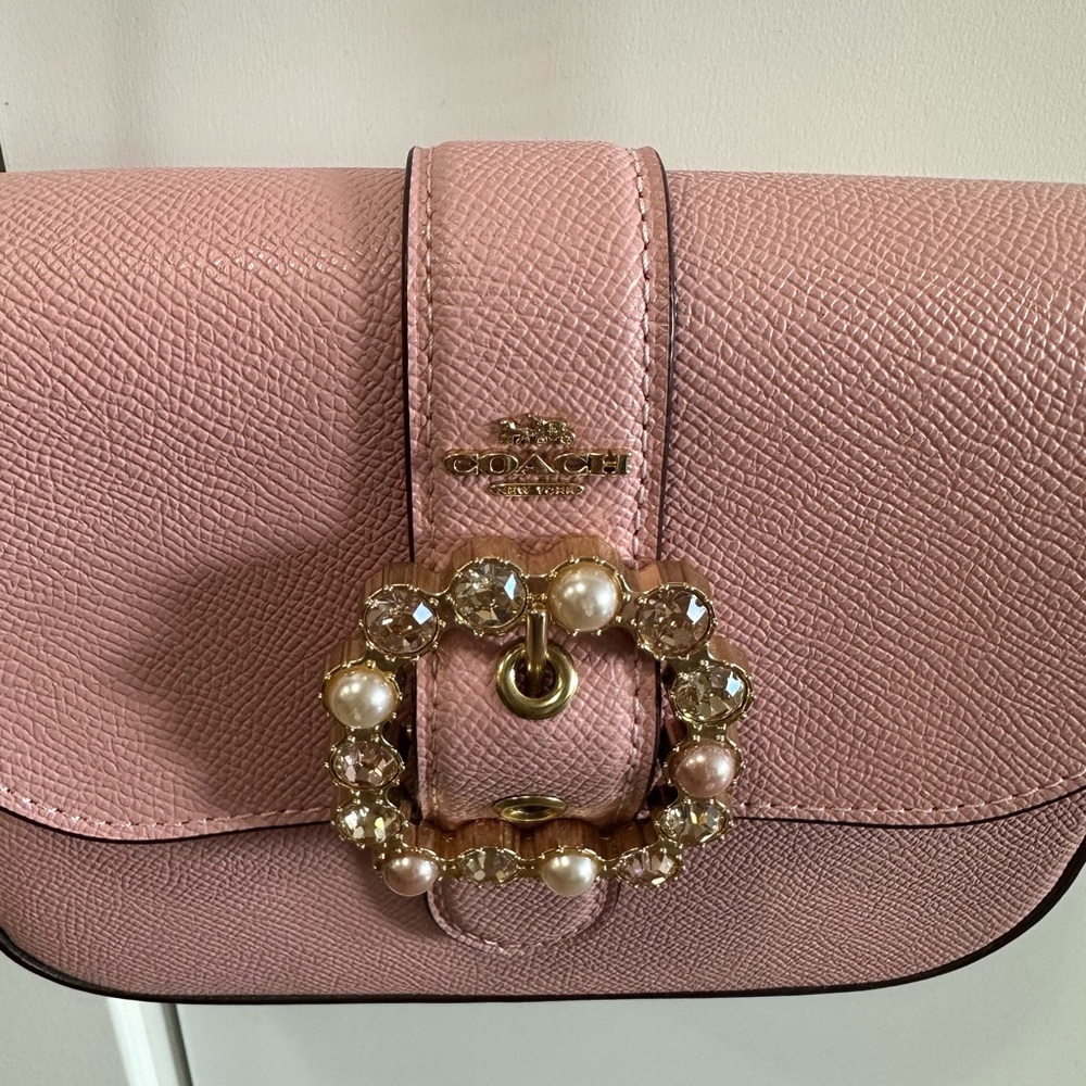 Coach Pink Crossbody Bag with Decorative Buckle